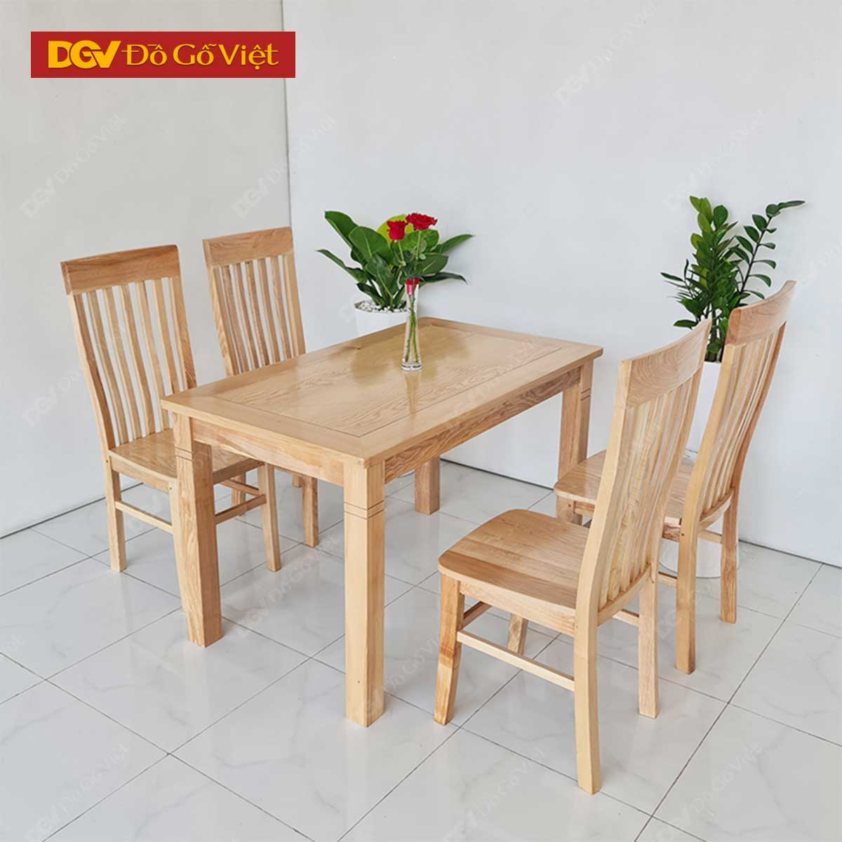 Bộ Bàn Ăn 4 Ghế Kiểu Dáng Hiện Đại Màu Nâu Tự Nhiên Giá Tốt