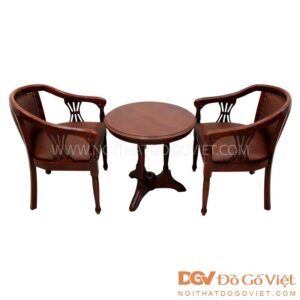 Bộ Bàn Ghế Phòng Ngủ Khách Sạn Cổ Điển Màu Nâu Đen Ghế Nệm