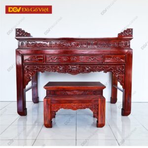 Bộ Sập Thờ Gỗ Hương Gia Lai Chạm Hoa Lá Mây Vân 2m Đẹp Rẻ