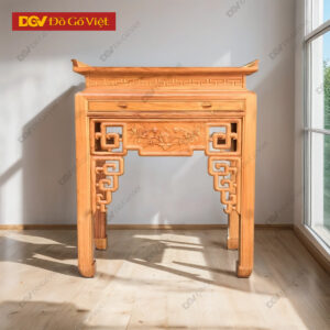 Bàn Thờ Án Gian Gỗ Gõ Đỏ 1m07 Hiện Đại Chạm Sen Tinh Tế