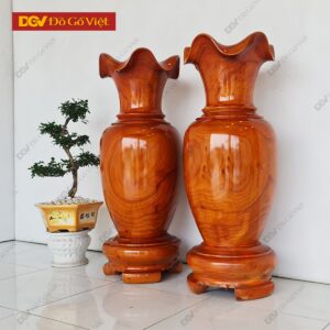 Cặp Lục Bình Gỗ Hương Đỏ Cao 107cm Đường Kính 38cm Giá Tốt