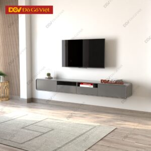 Mẫu Kệ Tivi Treo Tường Màu Xám Sang Trọng Cho Phòng Khách