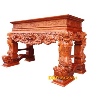 Sập Thờ Lớn Gỗ Gõ Đỏ Chạm Rồng Nổi Chân 24 Giá Cực Tốt