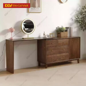 Tủ Để Đồ Mini Kết Hợp Bàn Phấn Veneer Sồi Phong Cách Tối Giản