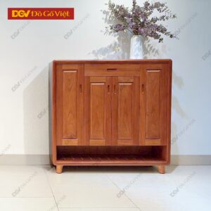 Tủ Dép Gỗ Xoan Đào Chân Cao 4 Cánh Kiểu Dáng Hiện Đại