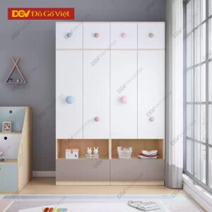 Tủ Quần Áo MDF 4 Cánh Kiểu Dáng Dễ Thương Cho Trẻ Em