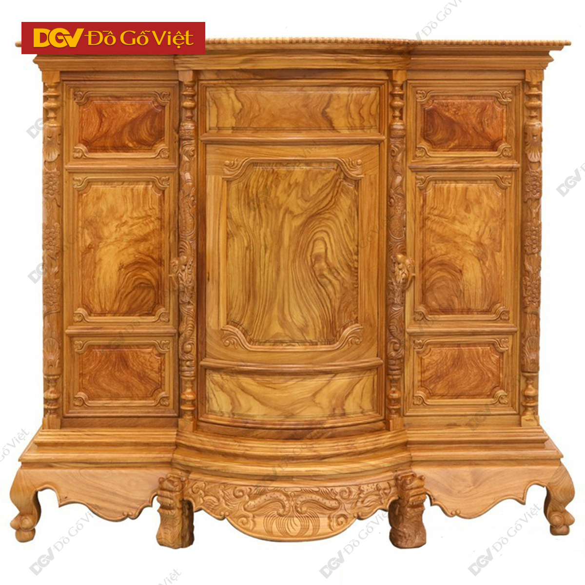 Tủ Thờ Gỗ Gõ Đỏ Bụng Phệ 8 Chân Trơn 1m75 Mẫu Mới Nhất