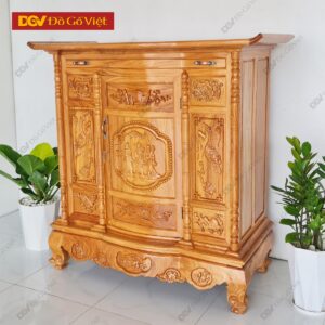 Tủ Thờ Gia Tiên Gỗ Gõ Đỏ Chạm Tam Đa Lùn Đẹp Giá Rẻ