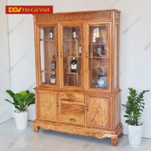 Tủ Trưng Bày Rượu Gỗ Gõ Đỏ Cao Cấp Đẹp Giá Rẻ
