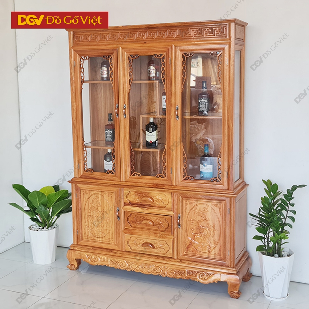 Tủ Trưng Bày Rượu Gỗ Gõ Đỏ Cao Cấp Đẹp Giá Rẻ